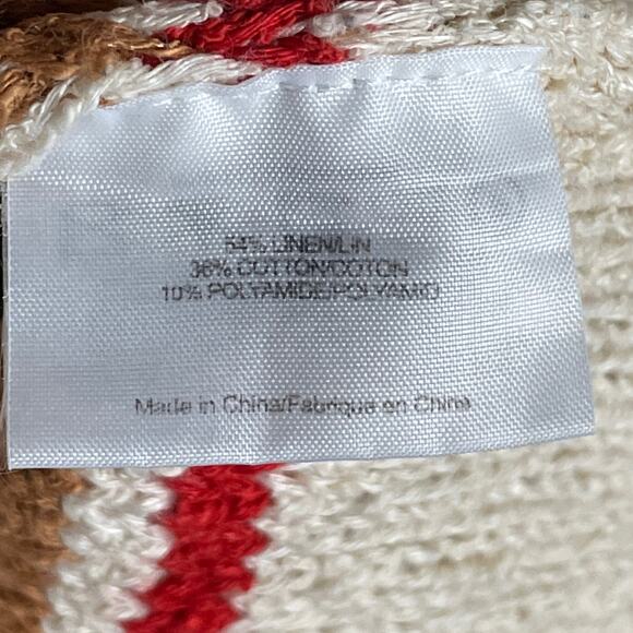 Tory Burch Striped Linen Blend V-Neck Tunic Sweater Size Medium - Picture 6 of 9